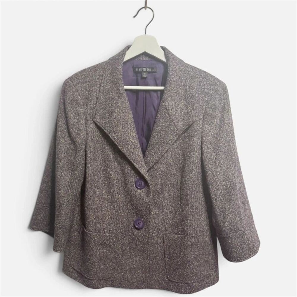 Lafayette 148 New York Purple Tweed Wool Blazer